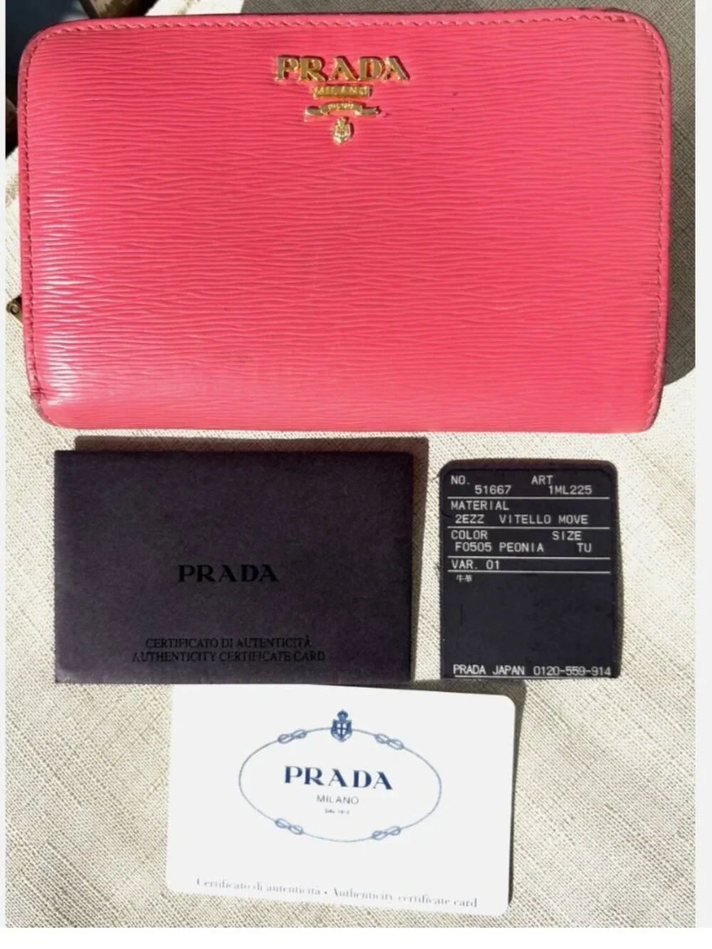 PRADA Saffiano Leather Wallet - Hot PINK! - proof of PRADA Authenticity